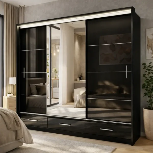 img_255cm_sliding_mirror_wardrobe_with_drawers_black_01
